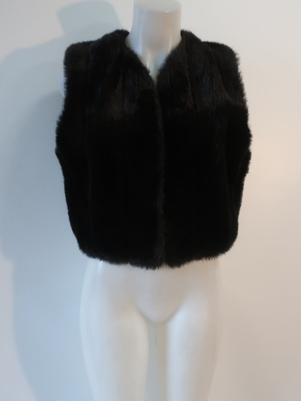 Womens Adrienne Landau Dark Brown Faux Fur Vest S